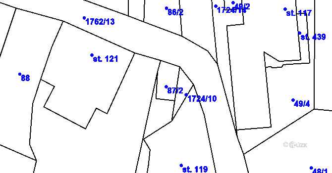 Parcela st. 87/2 v KÚ Kocléřov, Katastrální mapa