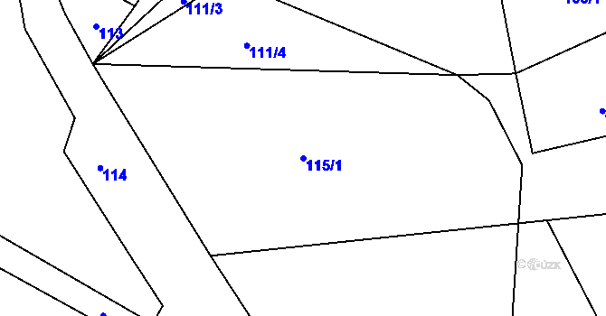 Parcela st. 115/1 v KÚ Kocléřov, Katastrální mapa