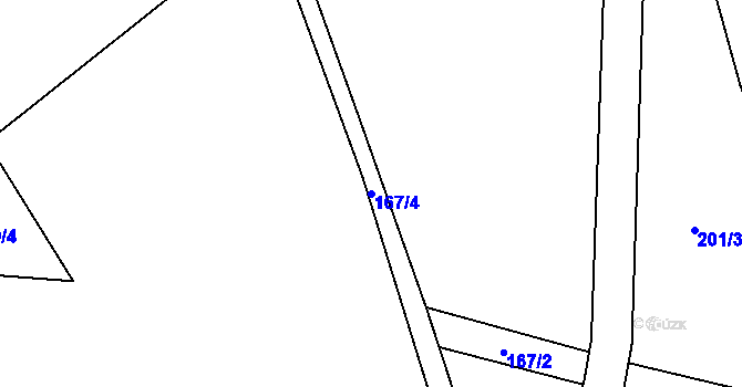 Parcela st. 167/4 v KÚ Kocléřov, Katastrální mapa