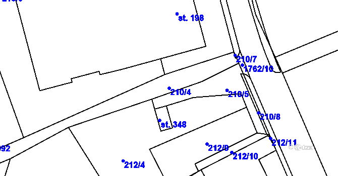 Parcela st. 210/4 v KÚ Kocléřov, Katastrální mapa