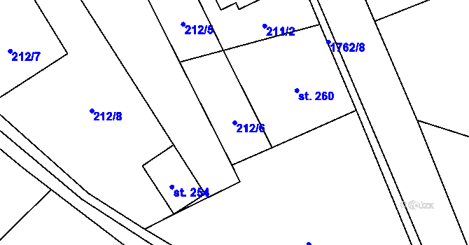 Parcela st. 212/6 v KÚ Kocléřov, Katastrální mapa
