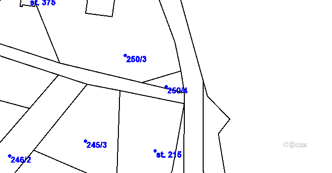 Parcela st. 250/4 v KÚ Kocléřov, Katastrální mapa