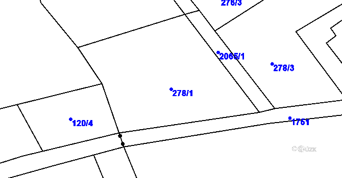 Parcela st. 278/1 v KÚ Kocléřov, Katastrální mapa