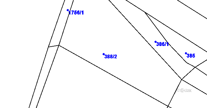 Parcela st. 388/2 v KÚ Kocléřov, Katastrální mapa