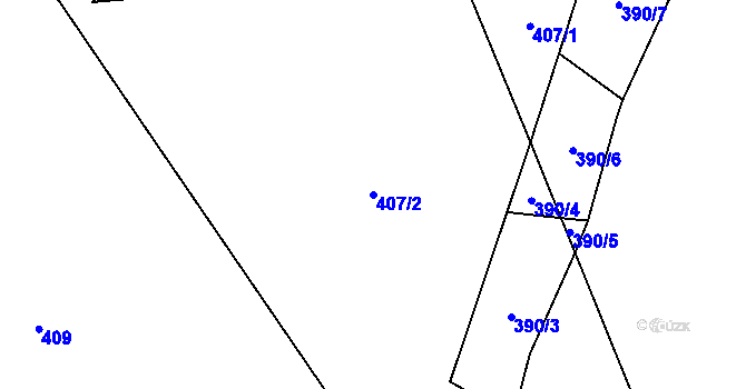 Parcela st. 407/2 v KÚ Kocléřov, Katastrální mapa