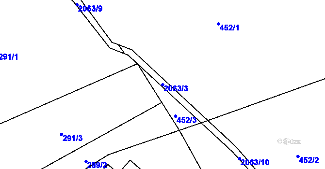 Parcela st. 2063/3 v KÚ Kocléřov, Katastrální mapa