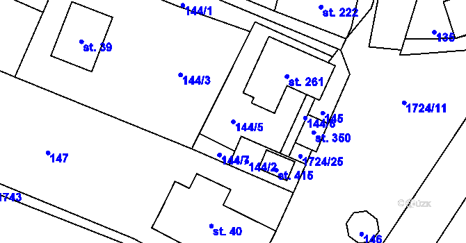 Parcela st. 144/5 v KÚ Kocléřov, Katastrální mapa