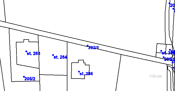 Parcela st. 202/1 v KÚ Kocléřov, Katastrální mapa