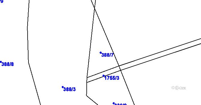 Parcela st. 388/7 v KÚ Kocléřov, Katastrální mapa