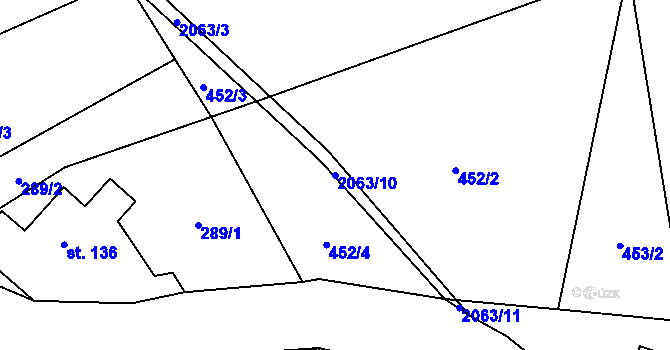 Parcela st. 2063/10 v KÚ Kocléřov, Katastrální mapa