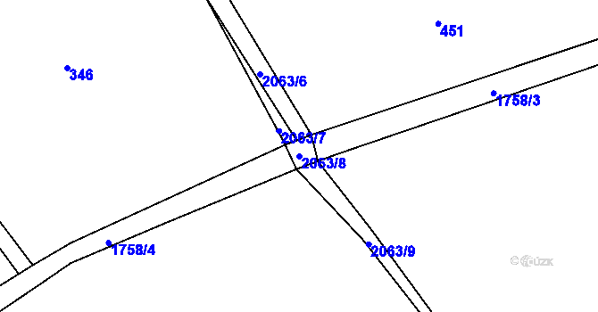 Parcela st. 2063/8 v KÚ Kocléřov, Katastrální mapa
