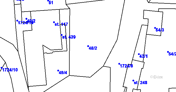 Parcela st. 48/2 v KÚ Kocléřov, Katastrální mapa