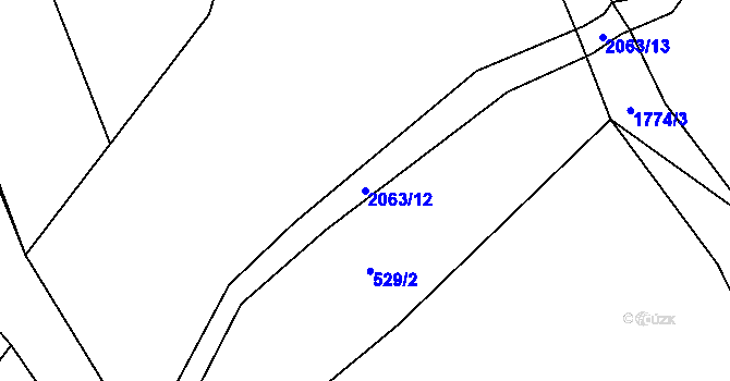 Parcela st. 2063/12 v KÚ Kocléřov, Katastrální mapa