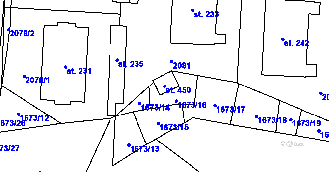 Parcela st. 450 v KÚ Kocléřov, Katastrální mapa