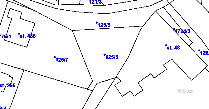 Parcela st. 125/3 v KÚ Kocléřov, Katastrální mapa