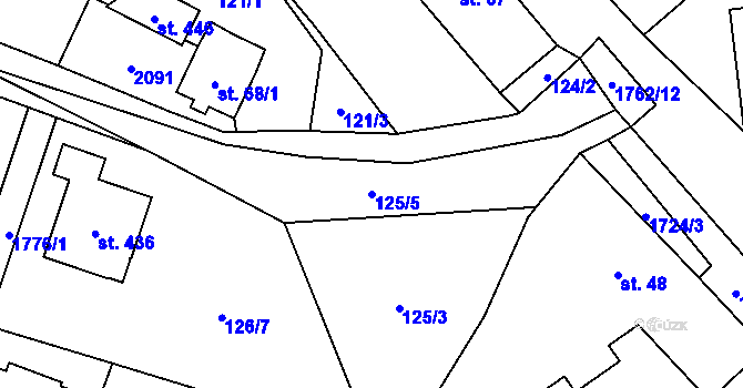 Parcela st. 125/5 v KÚ Kocléřov, Katastrální mapa