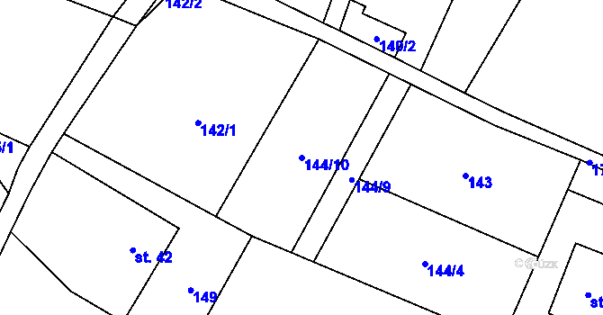 Parcela st. 144/10 v KÚ Kocléřov, Katastrální mapa