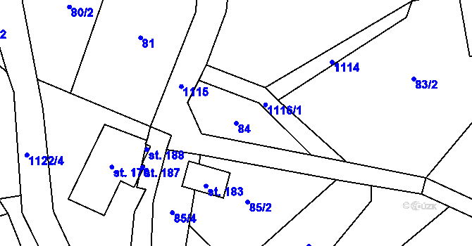 Parcela st. 84 v KÚ Záboří u Dvora Králové, Katastrální mapa