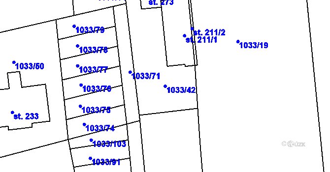 Parcela st. 1033/42 v KÚ Dobré Pole u Vitic, Katastrální mapa
