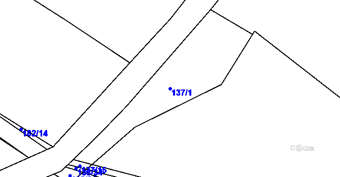 Parcela st. 137/1 v KÚ Hřiby, Katastrální mapa