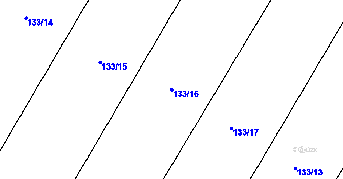 Parcela st. 133/16 v KÚ Hřiby, Katastrální mapa