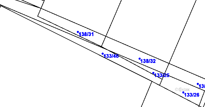Parcela st. 133/46 v KÚ Hřiby, Katastrální mapa