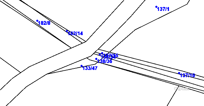 Parcela st. 137/15 v KÚ Hřiby, Katastrální mapa