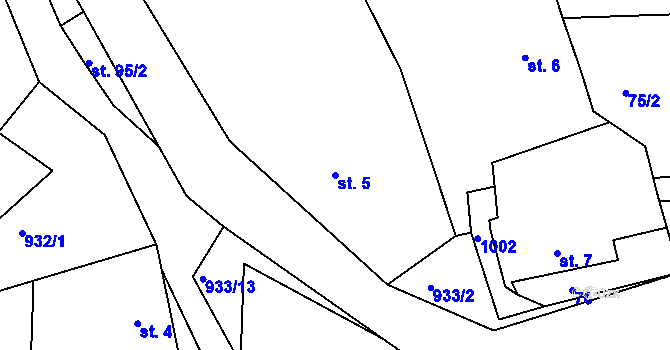 Parcela st. 5 v KÚ Chotýš, Katastrální mapa