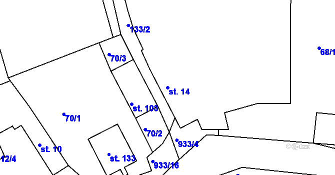 Parcela st. 14 v KÚ Chotýš, Katastrální mapa