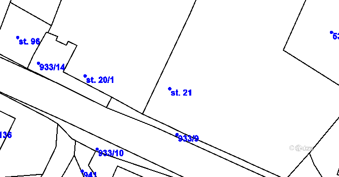 Parcela st. 21 v KÚ Chotýš, Katastrální mapa