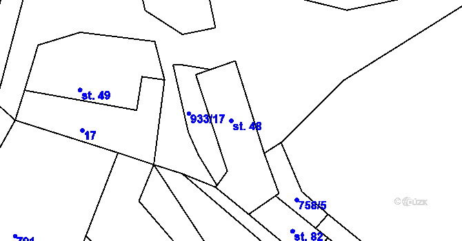 Parcela st. 48 v KÚ Chotýš, Katastrální mapa