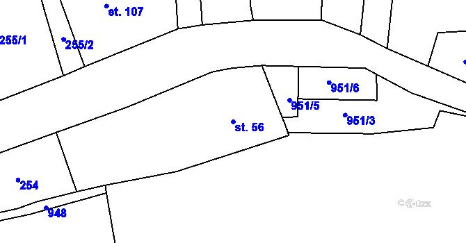 Parcela st. 56 v KÚ Chotýš, Katastrální mapa