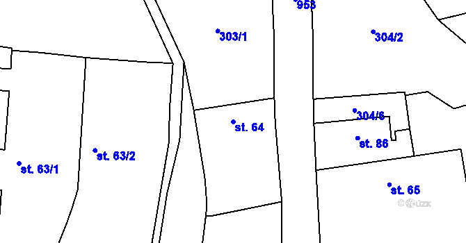 Parcela st. 64 v KÚ Chotýš, Katastrální mapa