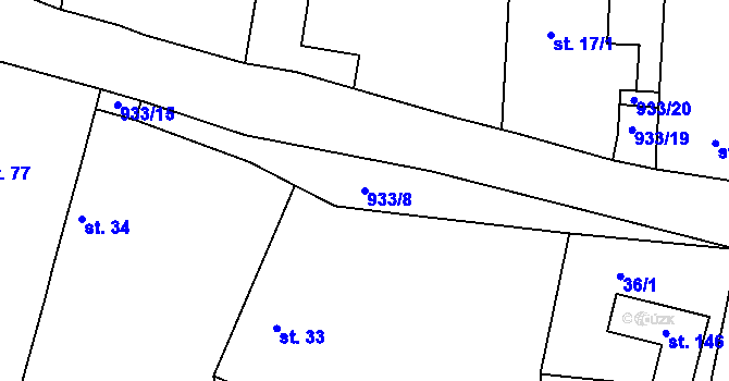 Parcela st. 933/8 v KÚ Chotýš, Katastrální mapa