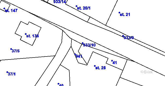 Parcela st. 933/10 v KÚ Chotýš, Katastrální mapa