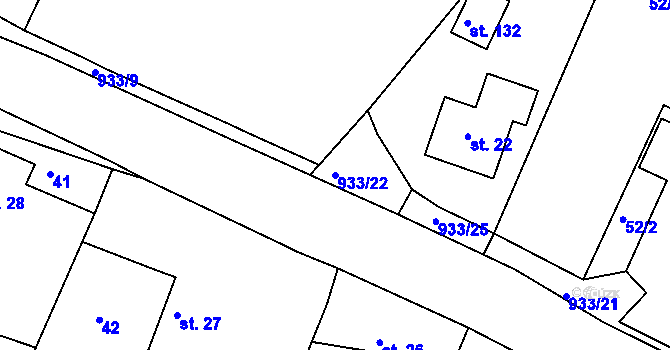 Parcela st. 933/22 v KÚ Chotýš, Katastrální mapa