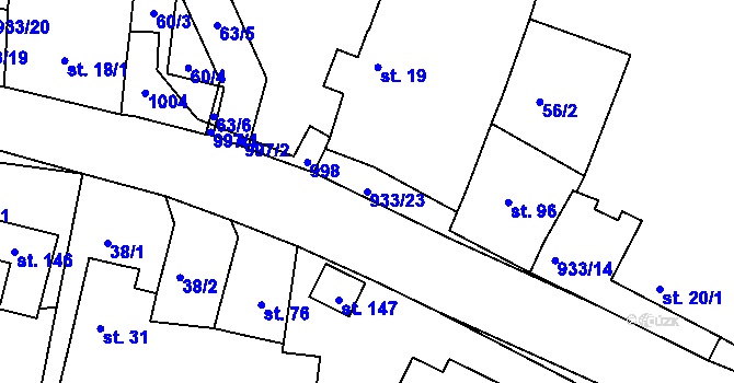 Parcela st. 933/23 v KÚ Chotýš, Katastrální mapa