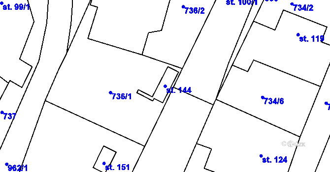 Parcela st. 144 v KÚ Chotýš, Katastrální mapa
