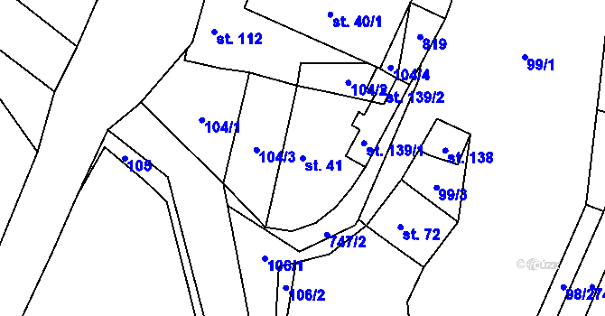 Parcela st. 41 v KÚ Kšely, Katastrální mapa