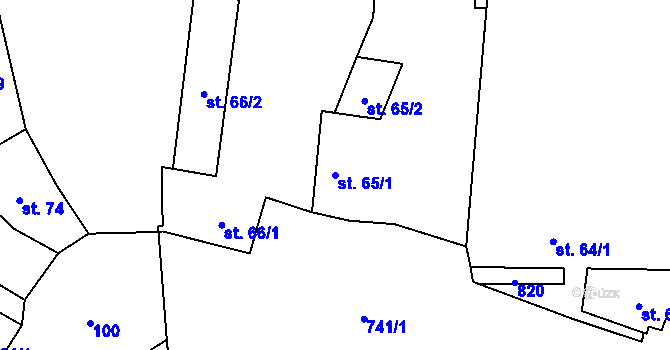 Parcela st. 65/1 v KÚ Kšely, Katastrální mapa