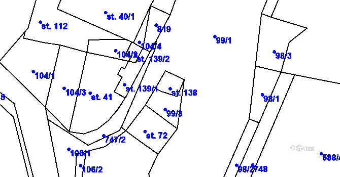 Parcela st. 138 v KÚ Kšely, Katastrální mapa