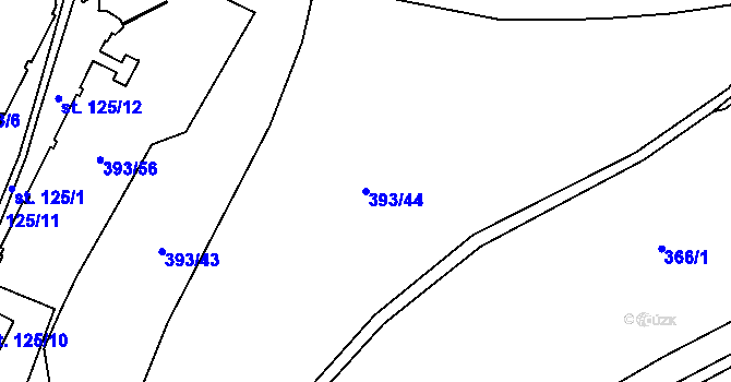 Parcela st. 393/44 v KÚ Kšely, Katastrální mapa