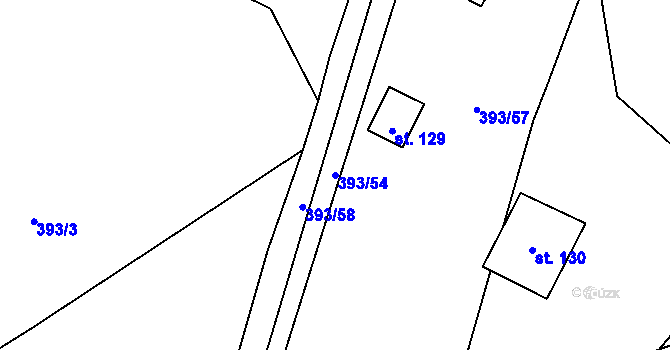 Parcela st. 393/54 v KÚ Kšely, Katastrální mapa