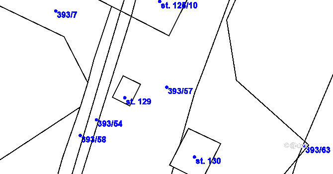 Parcela st. 393/57 v KÚ Kšely, Katastrální mapa