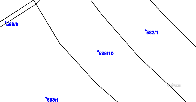 Parcela st. 588/10 v KÚ Kšely, Katastrální mapa