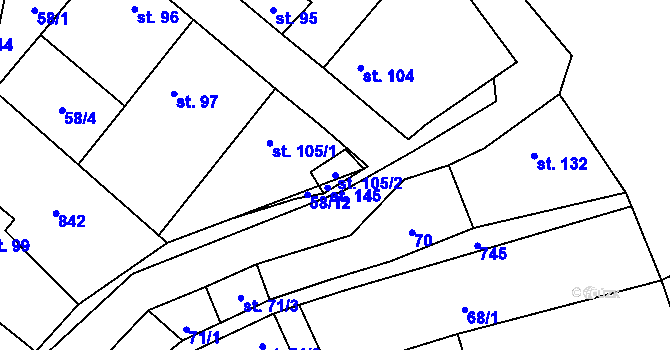 Parcela st. 105/2 v KÚ Kšely, Katastrální mapa