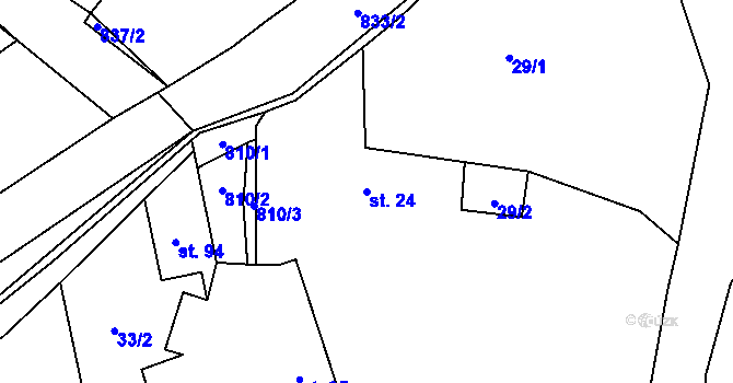 Parcela st. 24 v KÚ Vitice, Katastrální mapa