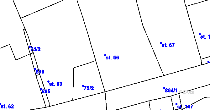 Parcela st. 66 v KÚ Vitice, Katastrální mapa