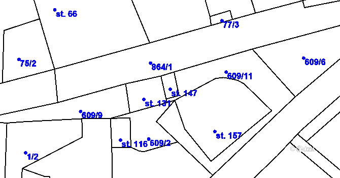 Parcela st. 147 v KÚ Vitice, Katastrální mapa