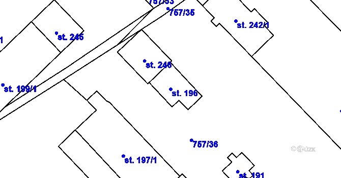 Parcela st. 196 v KÚ Vitice, Katastrální mapa